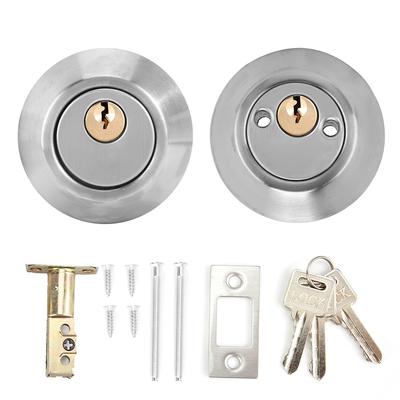 Double Cylinder Steel Security Door Bolt with Lock On Both Side for Wood Doors(Silver)
