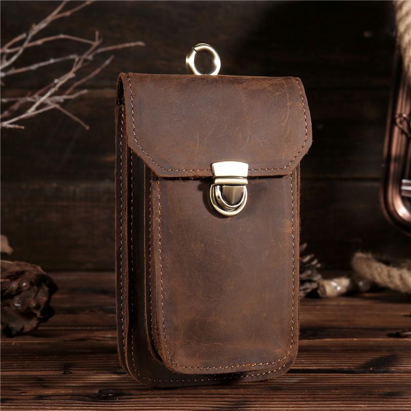 Original Men's Genuine Leather Waist Bag Retro Crazy Horse Motorcycle Artistic Leisure Phone