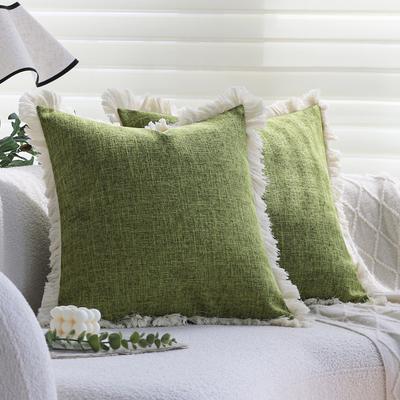 Funda de cojín de lino grueso de color sólido para sofá, cojín, almohada para sala de estar, cojín de respaldo, coche, hotel, almohada lumbar