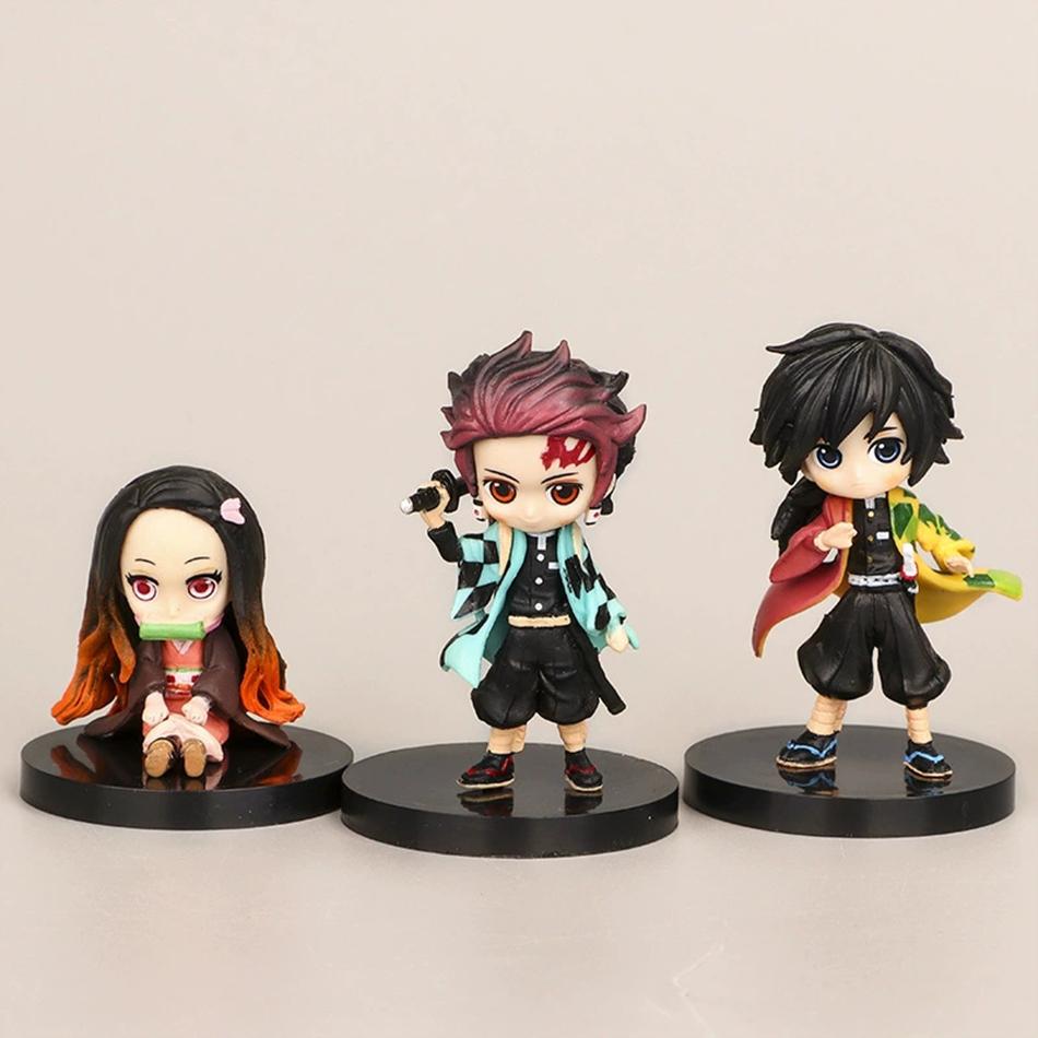 12pcs/set Anime Demon Slayer Kamado Nezuko Kamado Tanjuurou Battle Version Action Figure Collectible Models Toys 10cm