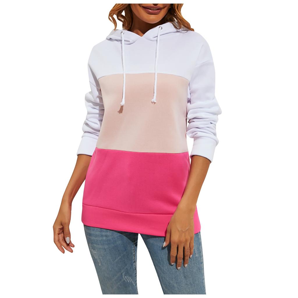 Lässiger Damen-Pullover mit Rundhalsausschnitt und Kontrastfarbe und langen Ärmeln