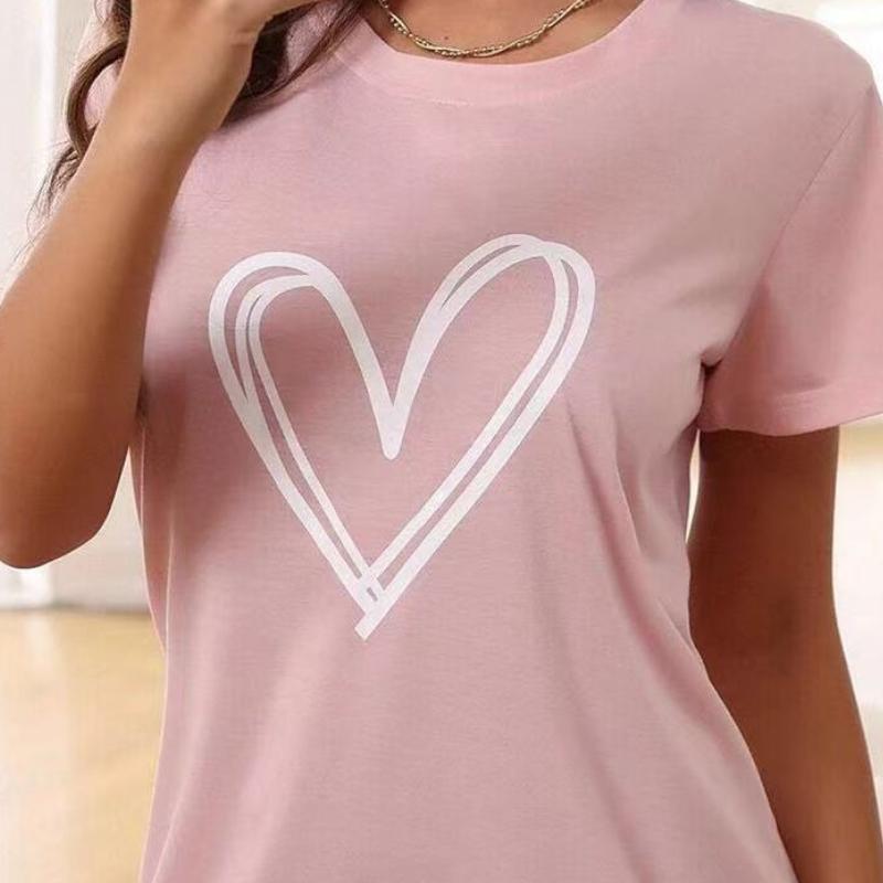 Women's Sexy Nightgown Love Print Short-sleeved Comfortable Pajamas Homewear