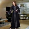Arabic Zipper Cardigan Long Gown Indonesia Cross-Border Plus Size Women's Horn Long Sleeves Dress Open Dress