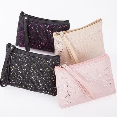 Fashionable PU Leather Women's Makeup Bag with Multifunctional Sequins, Hand-held Bag for Travel Storage, Hand-held Makeup and Toiletries Bag