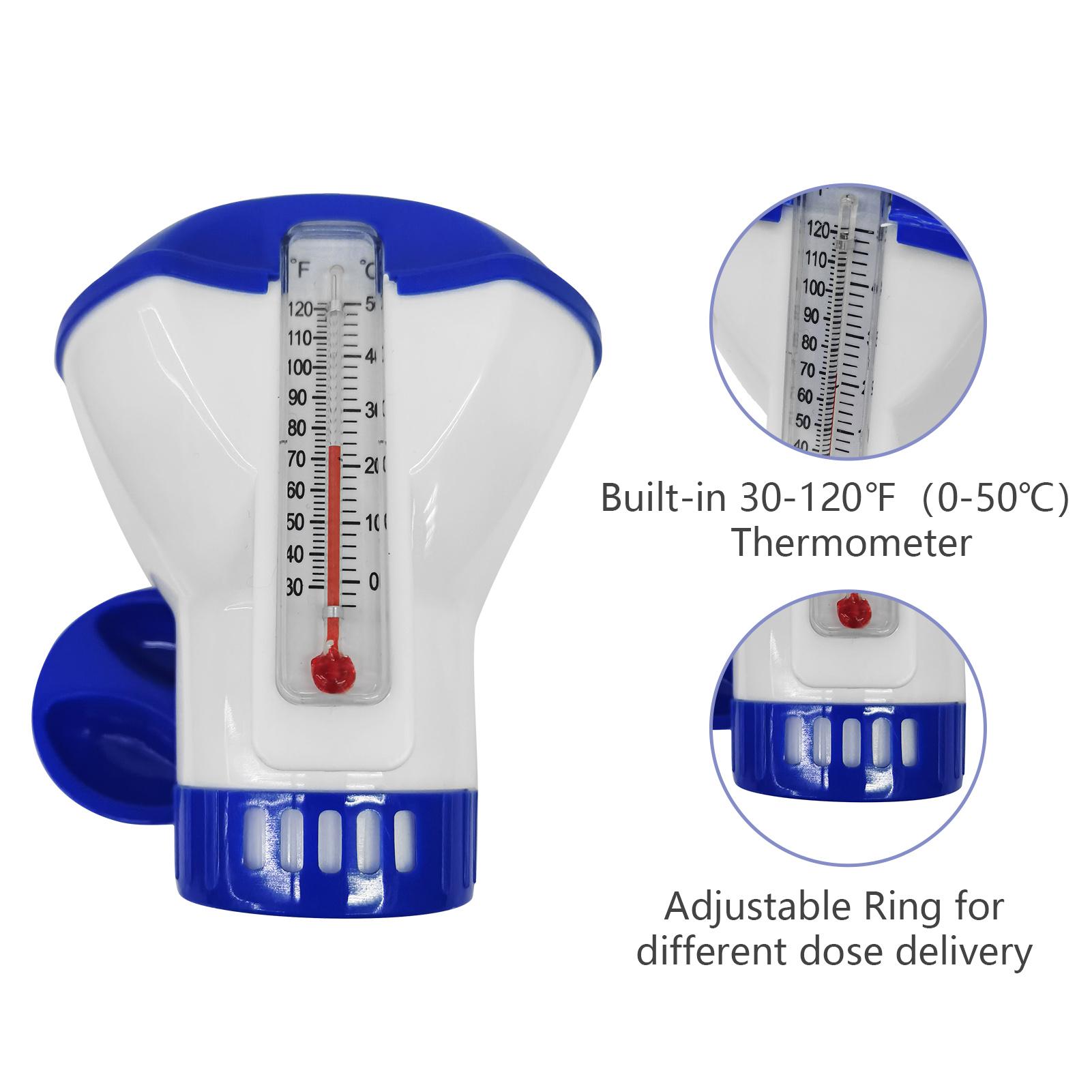 

5 inch Float Dispenser Float Cup Pool Spa Chlorine Tablet Dispenser Floater with Thermometer 120 Fahrenheit белый