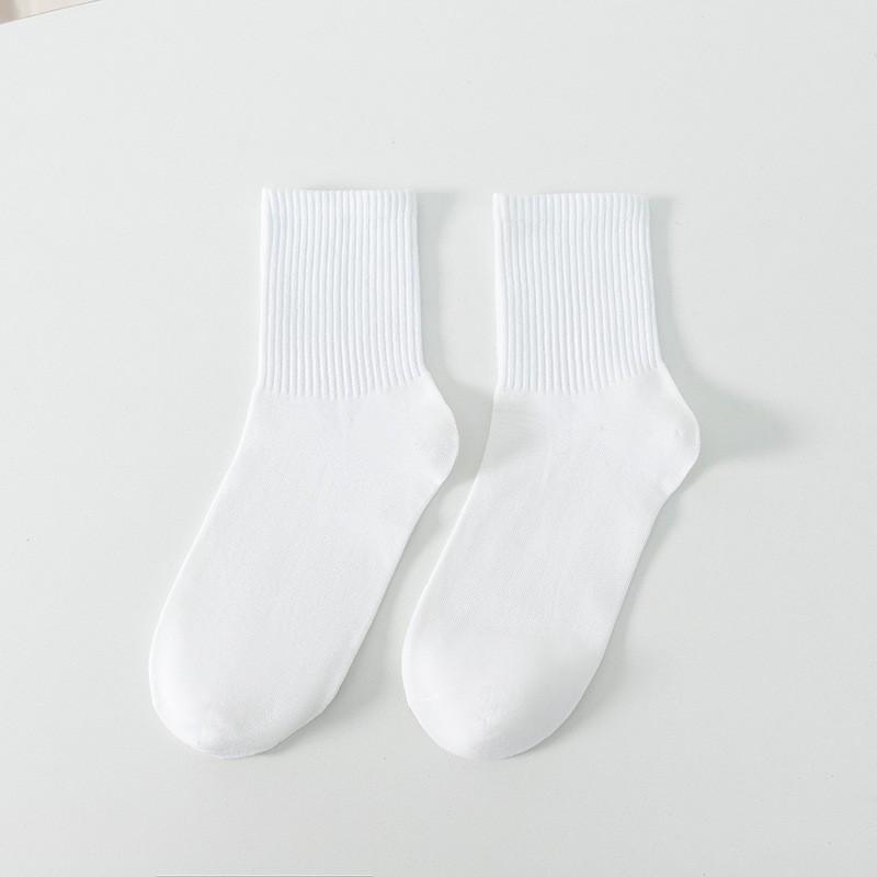 

Женские весенне-осенние однотонные хлопковые носки-цилиндры в студенческом стиле 1 pair белый