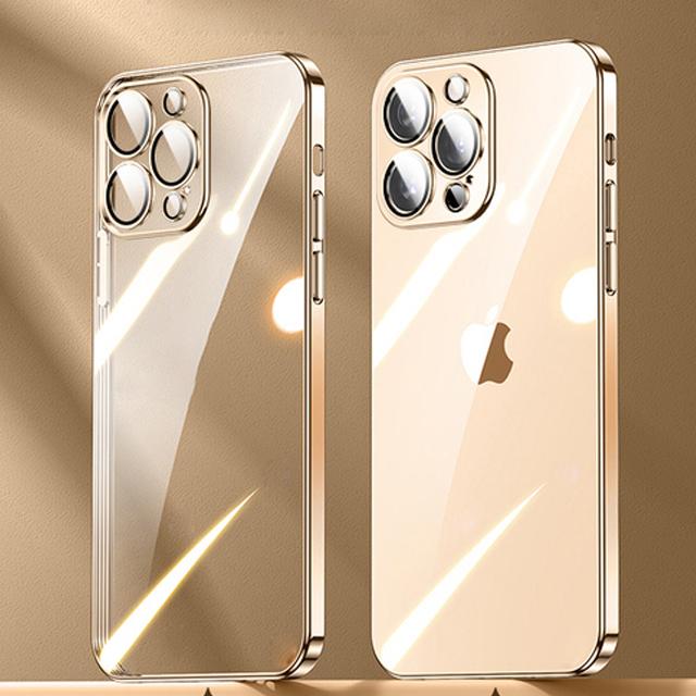 Plating Frame With Lens Protection Film Clear Phone Case For Iphone 14 13 12 11 Pro Max Xs Mini Xr X 7 8 Plus Se 2022 2020 Cover
