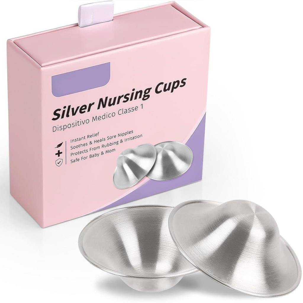 925 Silver Nursing Cups: Nipple Protection and Soothing Covers for Breastfeeding and Newborn Care