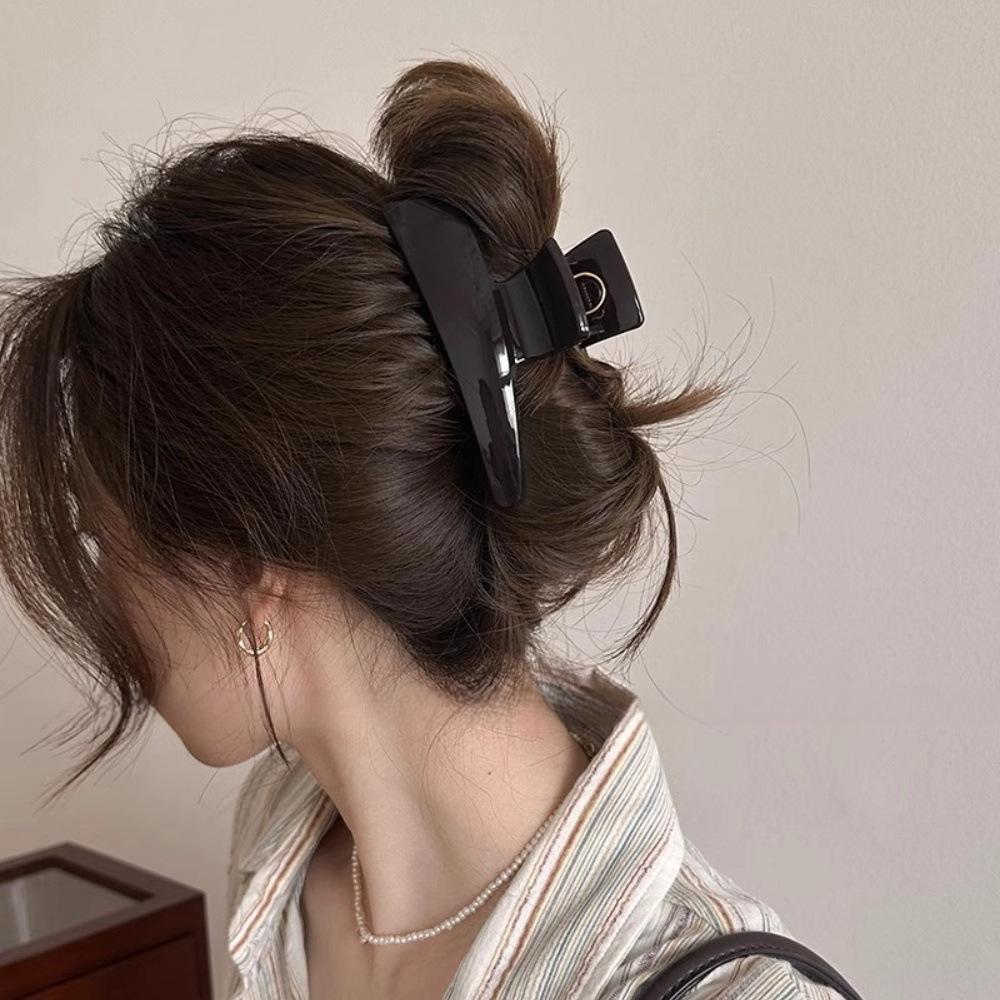 Korean acrylic large high ponytail grab clip 2025 new shark clip back head hairpin headgear