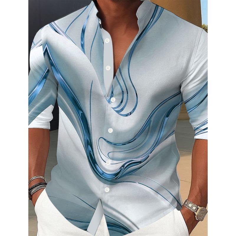 Men's Marble Abstract Liquid Art Shirt Button Up Shirt Turndown Collar Shirt Long Sleeve Casual Outdoor Vacation Spring Fall