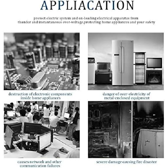 4P 40KA House Protector,220V Protective Device,Din Rail Low‑Voltage Arrester,Fire Proof,High Conductivity,Quick Response,for Protect Electric