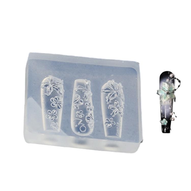 Multipurpose Nail Art Template Tool Stylish Silicone Nail Art Molds Embossing Carving Templates for Nail Enthusiasts