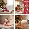 Festive Kitchen Roll Stand Christmas Wooden Napkin Holder, Santa Snowman Reindeer Tabletop Tissue Counter Decor with Sturdy Base, Holiday Paper Towel