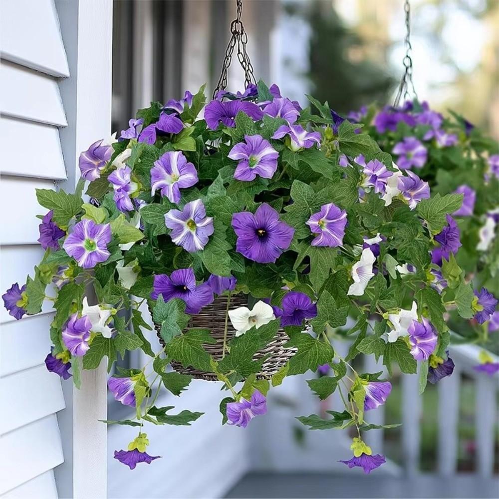 Realistic Silk Morning Glory Flowers UV Resistant Fake Flower Bouquets Faux Plant  Balcony Decor
