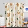 Plane Printing Pattern Curtains Christmas Cookies Gingerbread Stars Muffins Polyester Fabric Without Rod Versatile Curtain Set Of 2 Made Washable