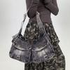 Women'S Retro Washed Denim Shoulder Bag Street Dark Personalized Rivet Messenger Bag
