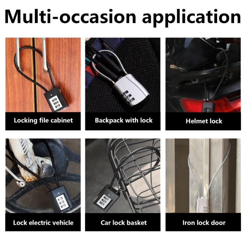 Cable Lock for Cycling Helmets Backpacks Luggage Security Combination Password Cable Padlock Motorcycle Helmets Lock