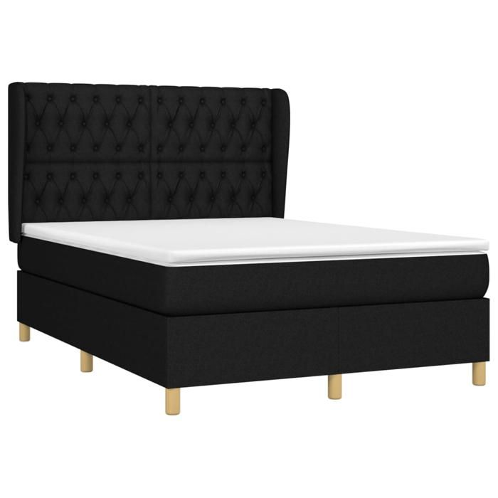 VidaXL Divan Bed with Mattress Black 140x200 Cm Fabric - Model 3128767