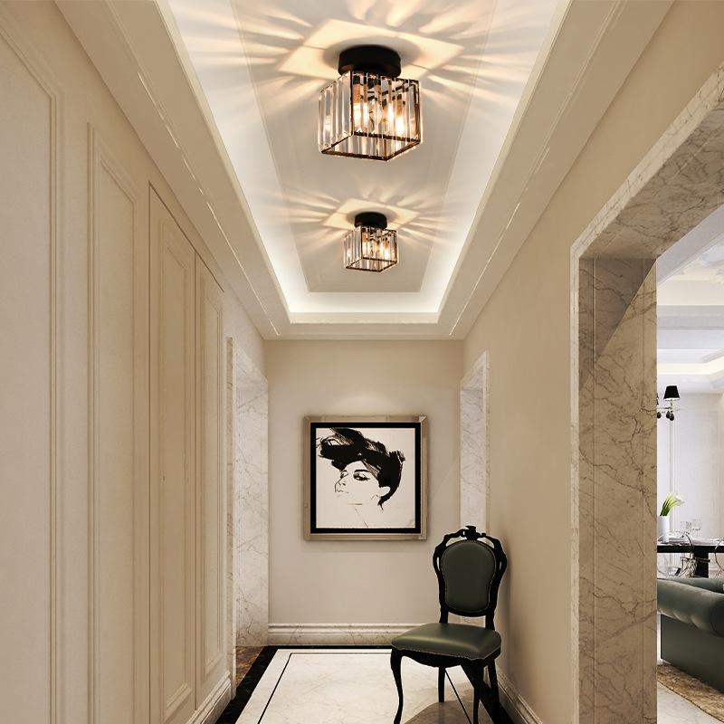 Modern Indoor Ceiling Light AC110v 220v Nordic Crystal Ceiling Lamps Aisle Staircase Ceiling Decoration Lamp E27 Surface Light