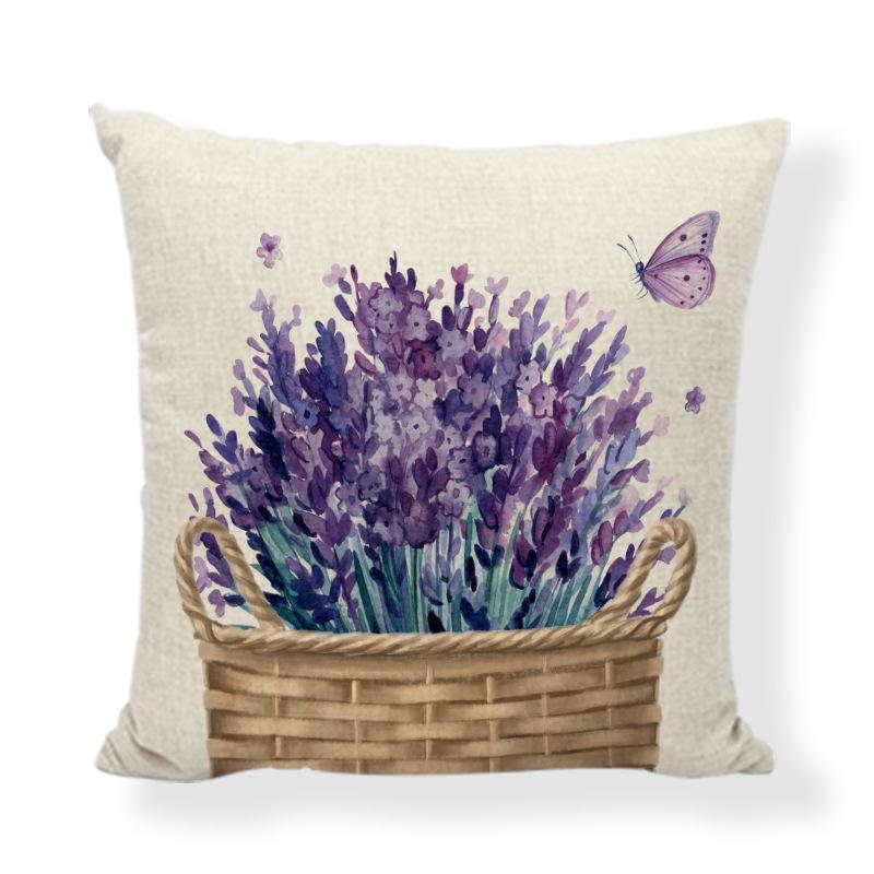 Lavendel "Velsigne dette hjemmet" Putetrekk, 45x45cm Lilla Sofaputetrekk for Stuedekor