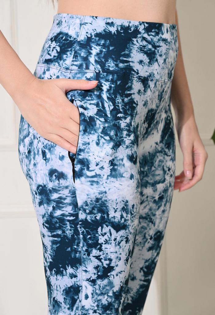 Body Smith – Workout- und Gym-Strumpfhose mit hohem Bund und abstraktem Print in Blau