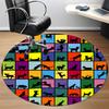 1pc Paws Playful Office Round Area Rug,  Mat Suitable ForOffice, Under Office Chairs Bedroom Living Room Home Decor, Room Deco