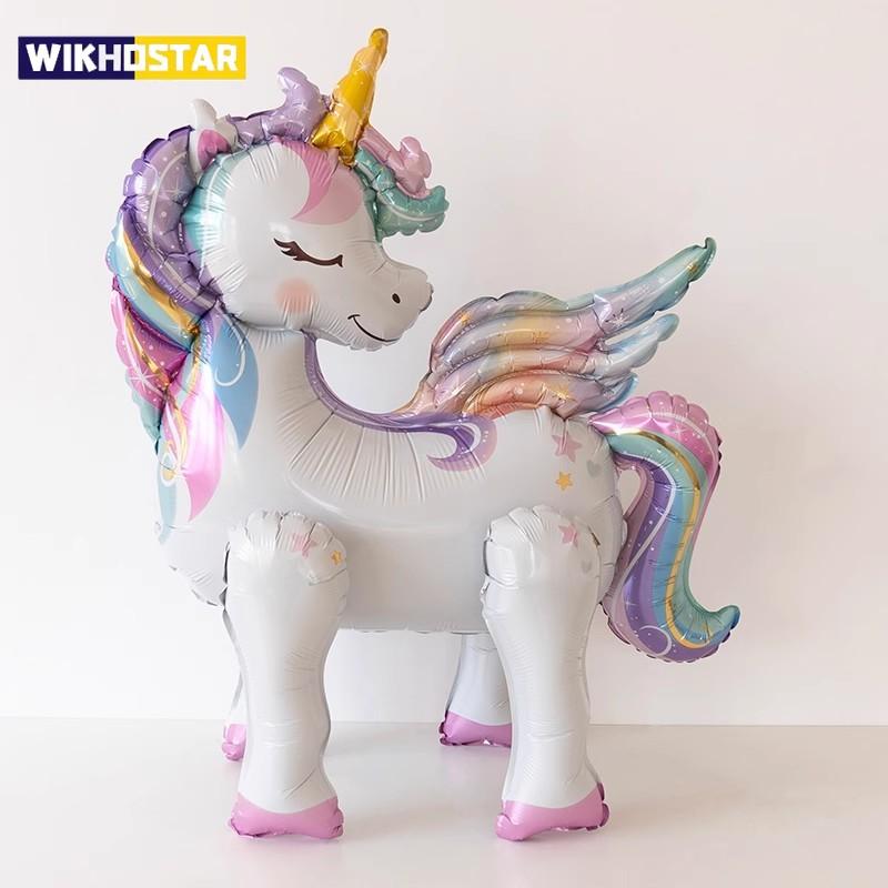 Freestanding Cute 3D Unicorn Balloon Foil Birthday Decoration Rainbow Unicorn Party Supplies Room Decoration  Kids Toy