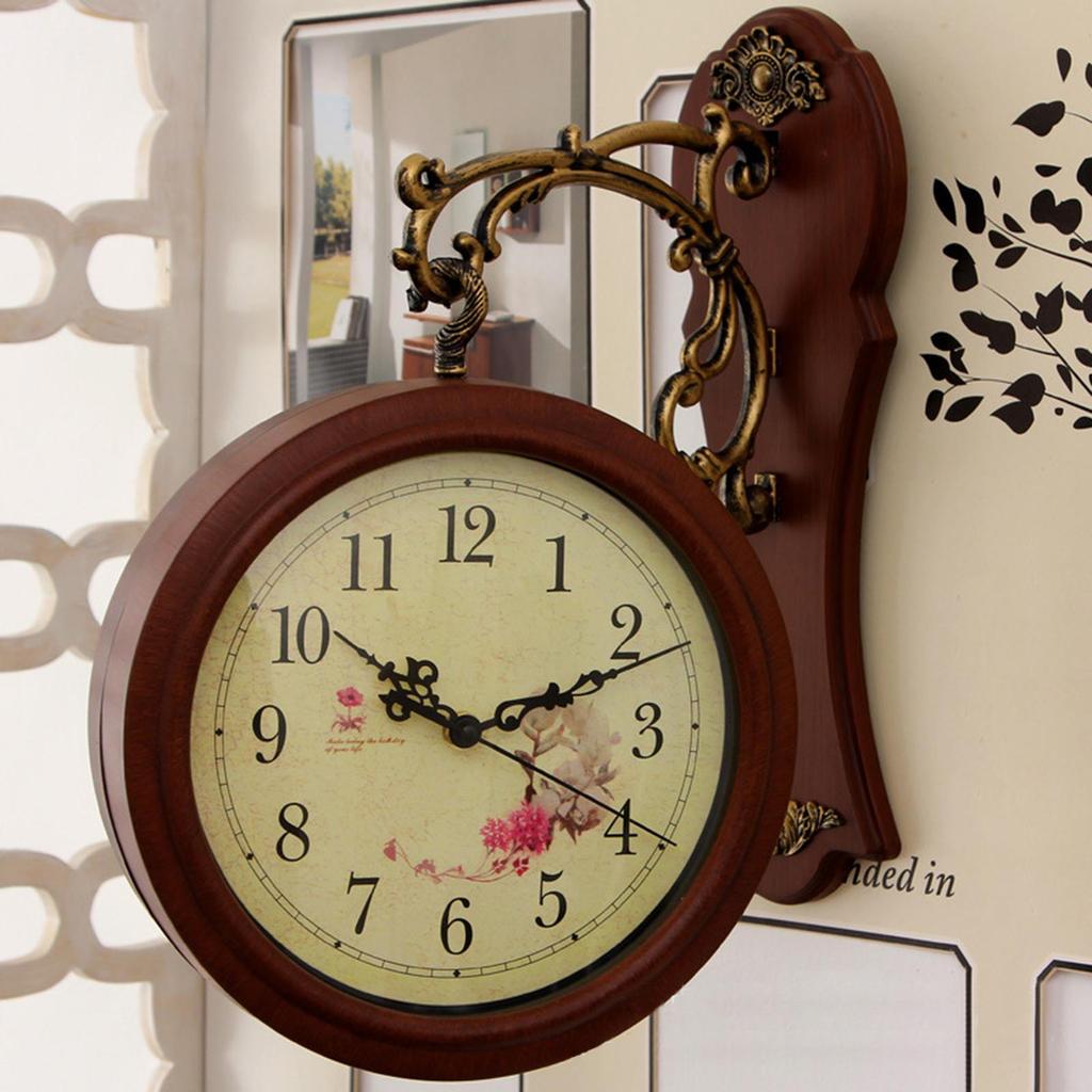 Double Sided Wall Clock Hanging Clocks Art Clock Decorative Two Faces Clock Grand Central Station Clocks for Living Room Study