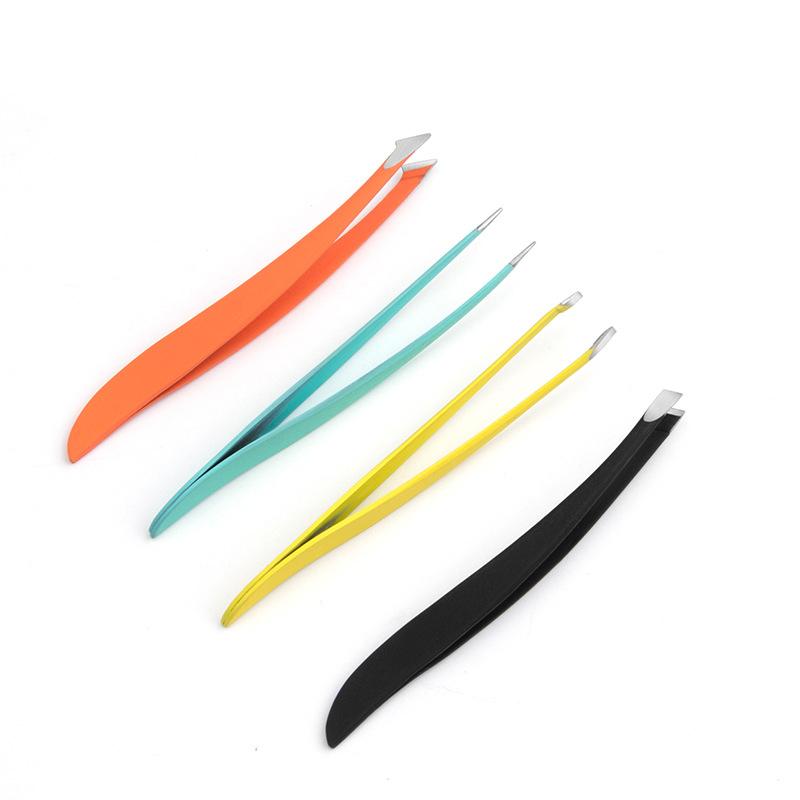4/5 Pcs Eyebrow Tweezer Colorful Hair Beauty Fine Hairs Puller Stainless Steel Slanted Eyebrow Clippers Removal Makeup Tools