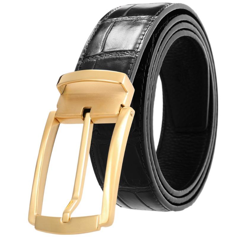 Pin Buckle Belt, Punched Belt, Men First Layer Cowhide Belt