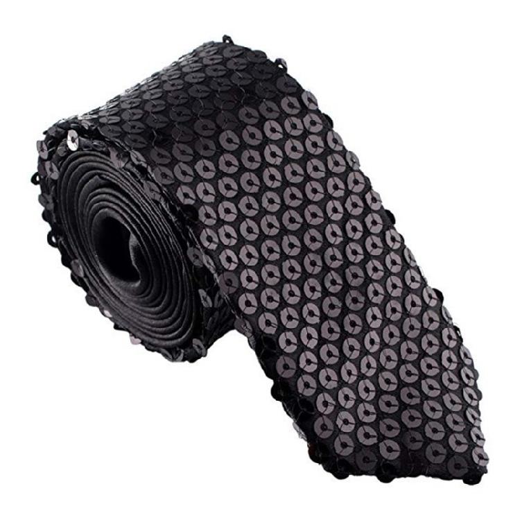 Shining Neck Tie for Stage Show Sparkling Sequined Tie Adjustable Tie Formal Event Tie for Nightclub Music Festival