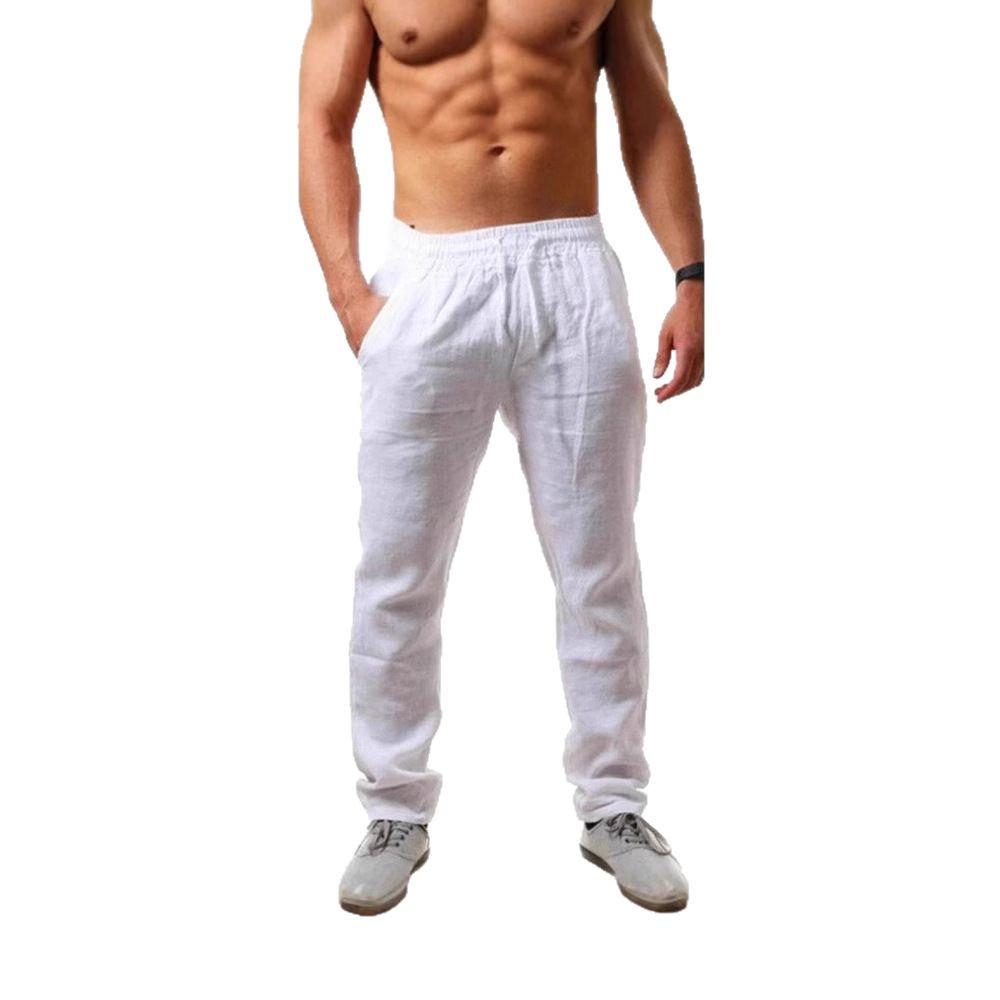 Men's Solid Color Drawstring Hip Hop Cotton Linen Casual Pants (Summer 2025)