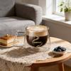 200ml Double-Wall Glass Mug with Handle Heat-Resistant Cup for Coffee Latte Cappuccino Tea Perfect Breakfast Drinkware