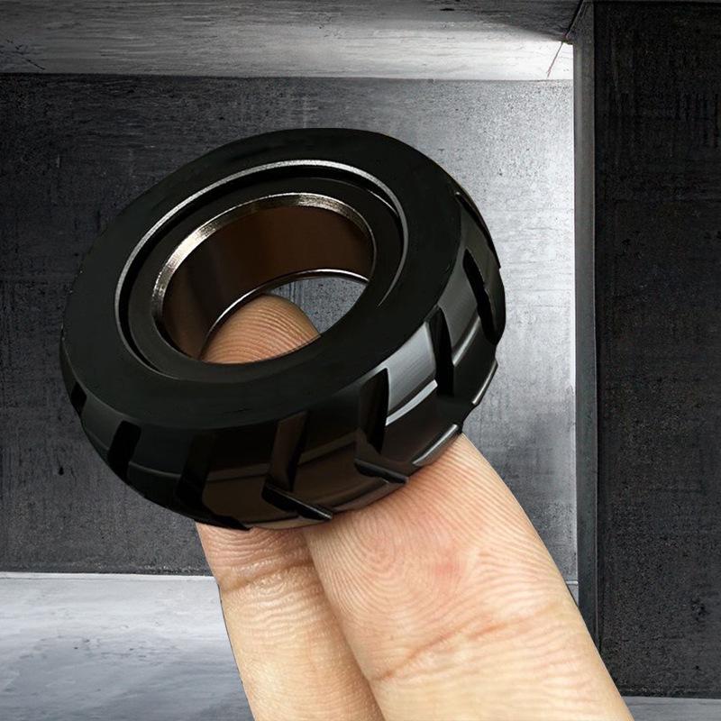 Stainless Steel EDC Decompression Toy Car Tire Mechanic Finger Ring