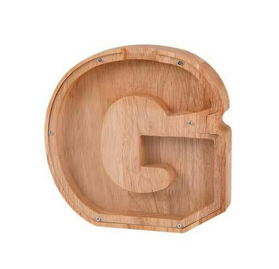 Wooden & Acrylic Money Box: Transparent 26-Letter Savings Bank for Kids