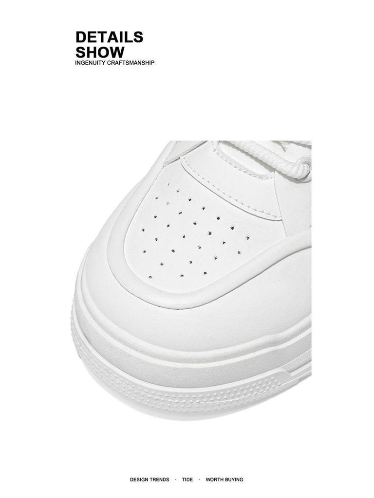 2025 Spring Men's Breathable White Trendy Thick Sole Skate & Casual Dad Shoes