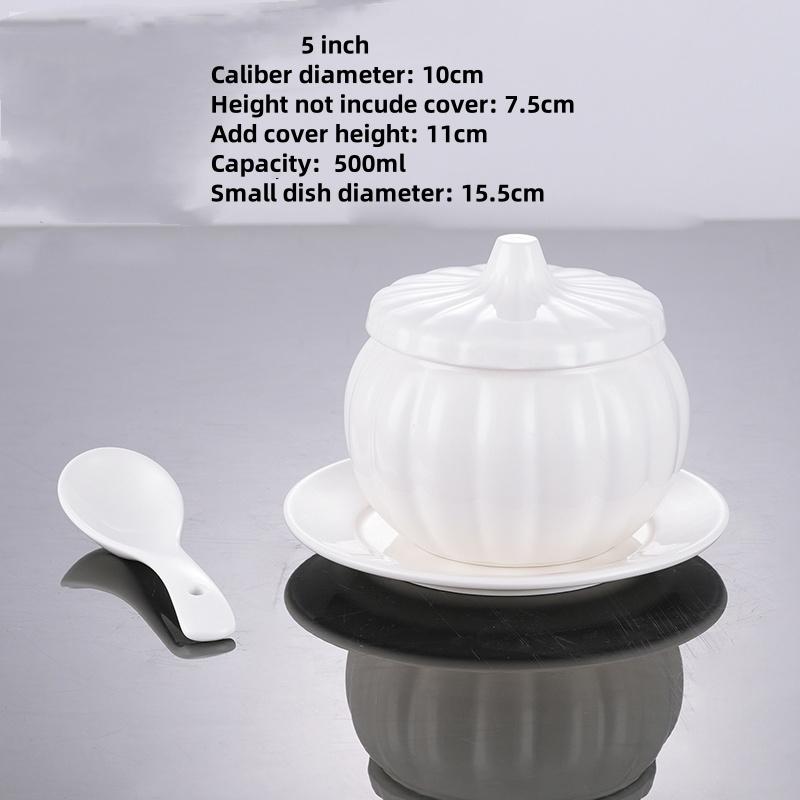 White Ceramic with Lid Steamed Egg Soup Bowl Rice Dessert Bowl Hotel Restaurant Bird's Nest Small Tonic Soup Cup Cooking Pot Set
