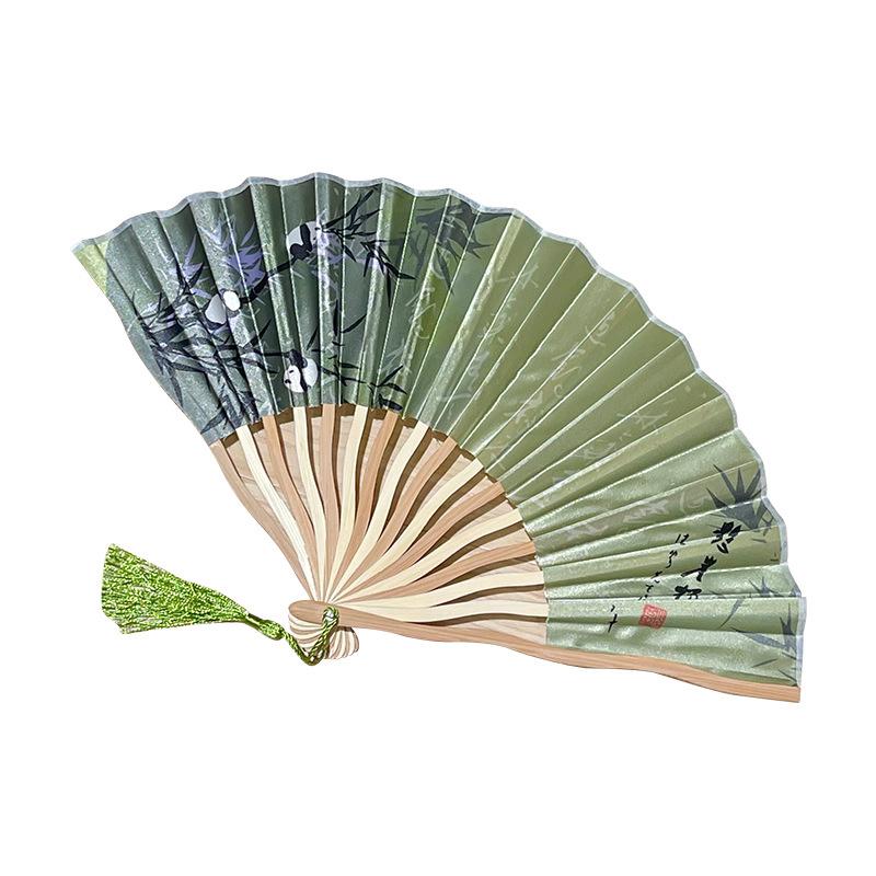 Classical Folding Fan 1pc Bamboo Silk Colorful Shank Chinese Japanese Dance Fan for Wedding Stage Show