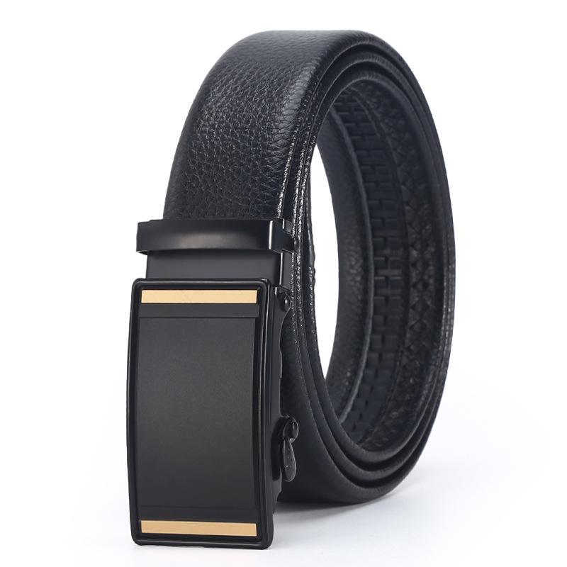 Belt Men'S Business Automatic Buckle Belt Scratch Resistant Lychee Pattern Belt Body Stall