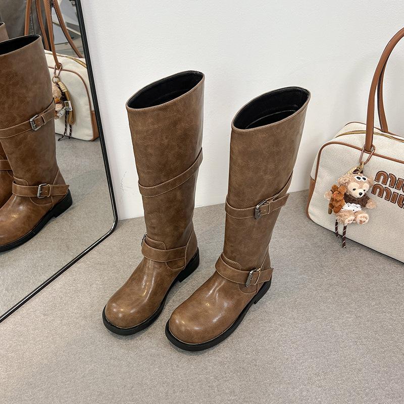 

2025 осень и зима новые ботинки на платформе Майяр женские ретро вестерн рыцарские ботинки коричневые с юбкой ковбойские ботинки 40 коричневый