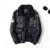 Men's Clothing Plus Size Motorcycle Clothing Fur Integrated American Retro Lapels Fleece-lined Flight Suit Leather Coat