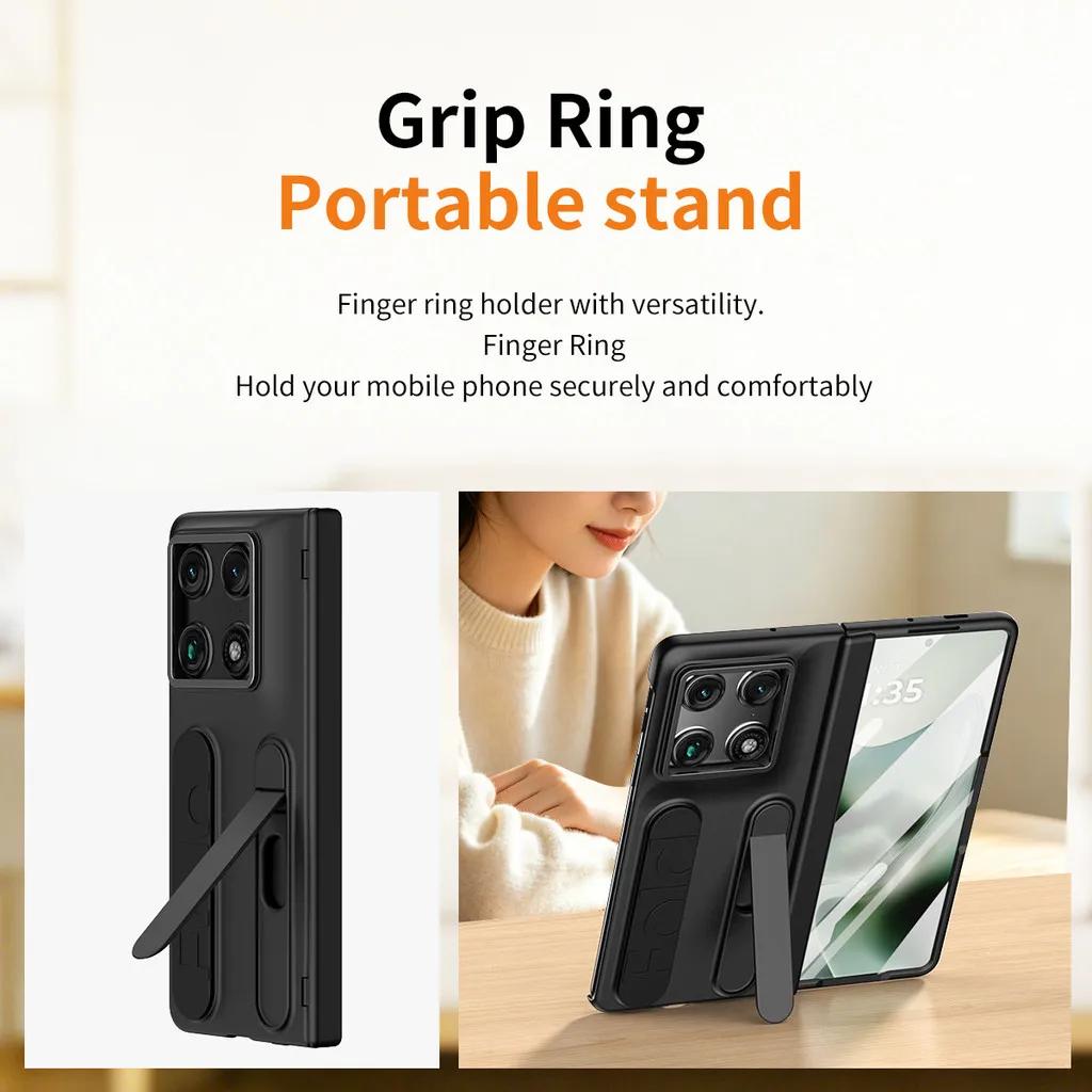 Wristband Holder Hinge Card Slot Phone Case For Motorola Razr Fold With Pen Slot & S Pen Screen Protector Film Cover