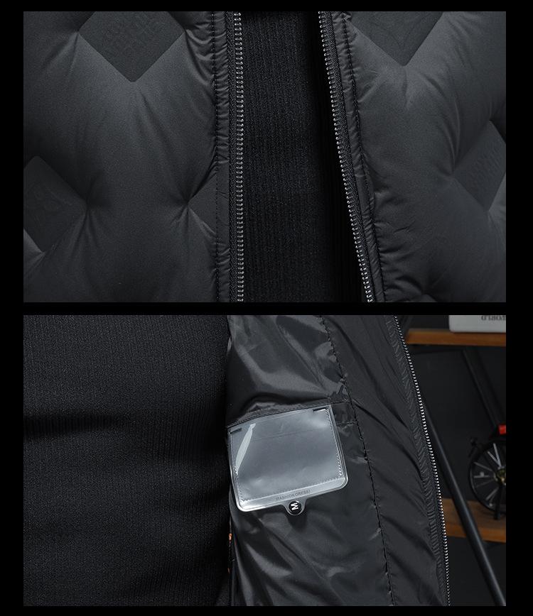 2025 Winter Men's Embossed Stand Collar Down Jacket - European Style Trendy Casual Outerwear