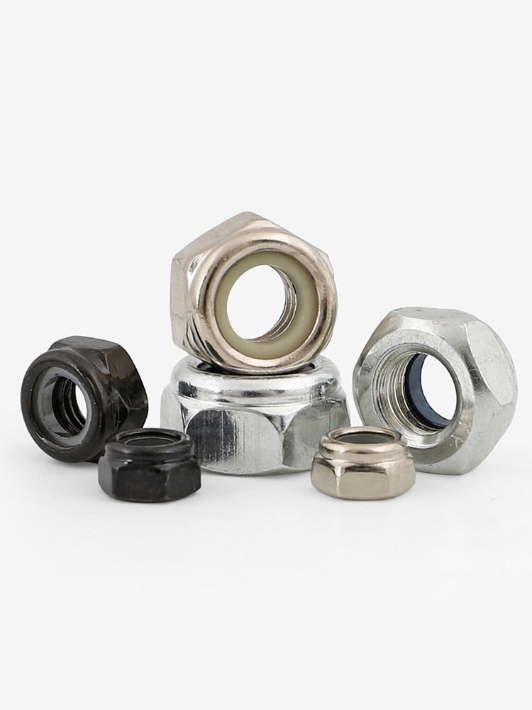 

White/Black Zinc & Nickel-Plated Self-Locking Anti-Slip Nylon Nuts - Sizes M3 to M12. Nickel Plated M2.5 (25 pcs)