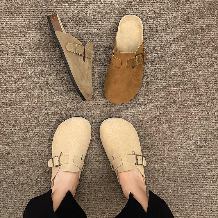 

Полушлепанцы с плоской подошвой и сумкой на носке для женщин, новые модели 2025 года для беременных, полушлепанцы с плоской подошвой и одним педалем для женщин 41 коричневый