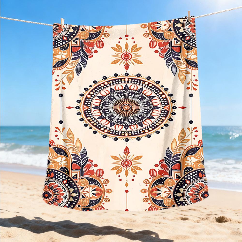 1pc Mandala Pattern Print Outdoor Blanket, Lightweight Polyester,