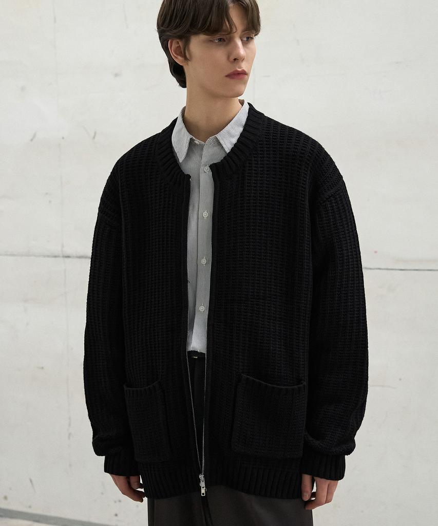 Draw Fit Constant Bulky Round Zip-Up Knit [Black]