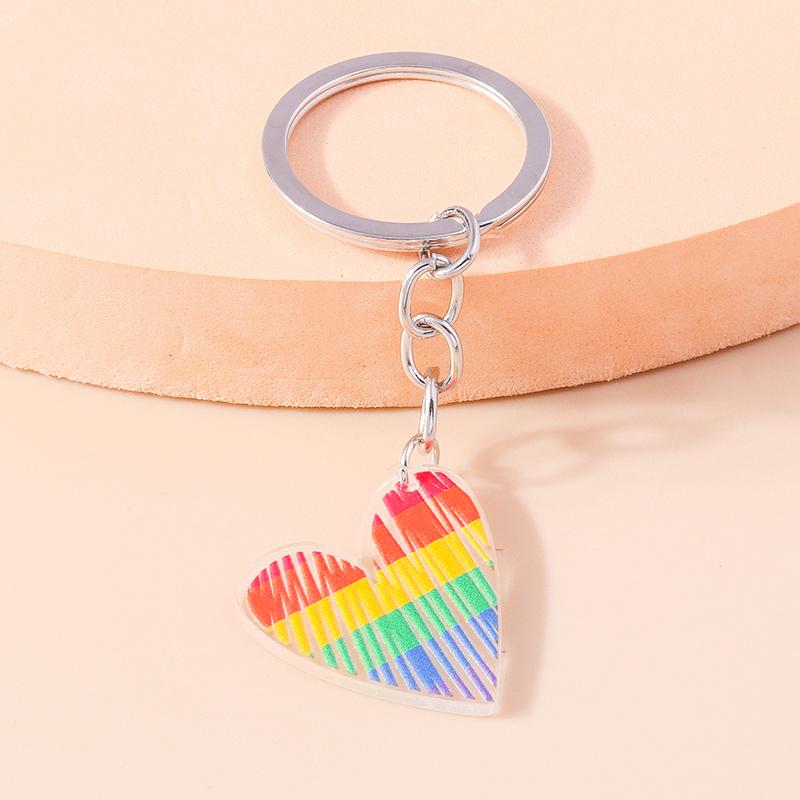 Cartoon Smile Rainbow Keychain Resin Key Rings Gifts for Women Men Car Key Chain Jewelry Bag Accessories