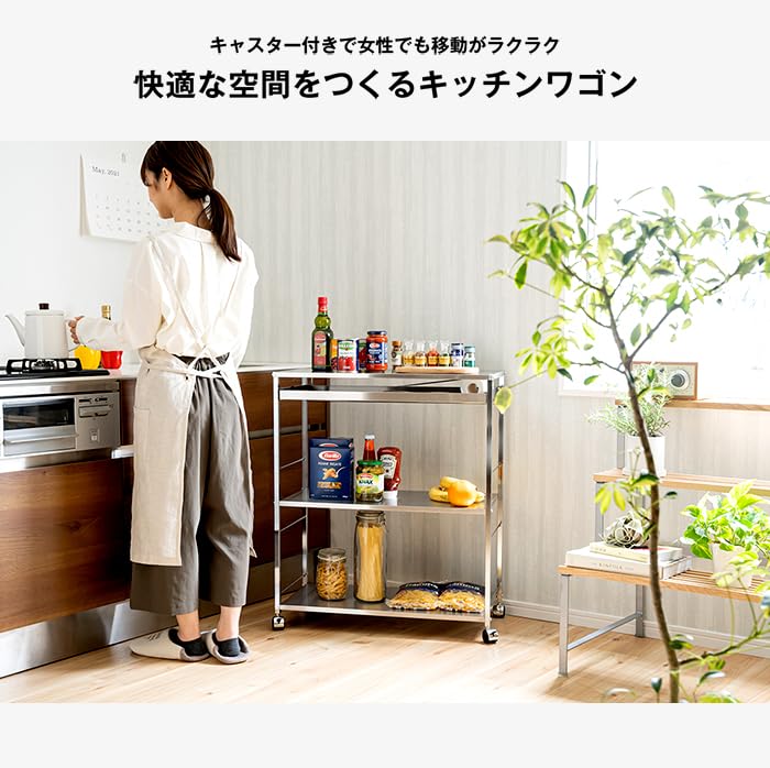 Stainless steel workbench wagon with drawer (width 73.5cm)