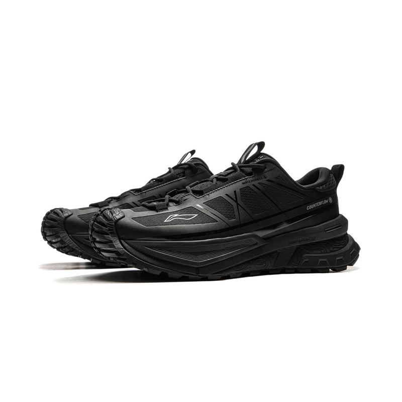 Li Ning CF Su Xing Chuan SE Shock Absorption Rebound Wear-Resistant Waterproof Low-Top Outdoor Hiking Shoes Unisex Hiking Shoes Black AHTV015-1